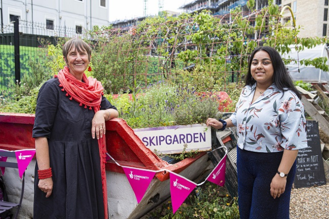 Dawn Austwick, CEO of The National Lottery Community Fund talking to Ummi Hoque, Youth Activist and Climate Striker at the launch event of the £100m Climate Action Fund