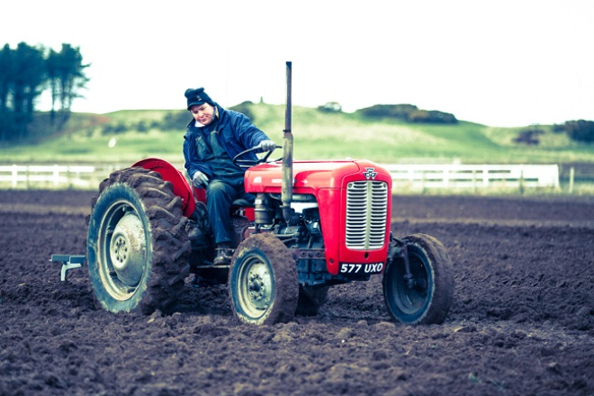 farmer on tractor