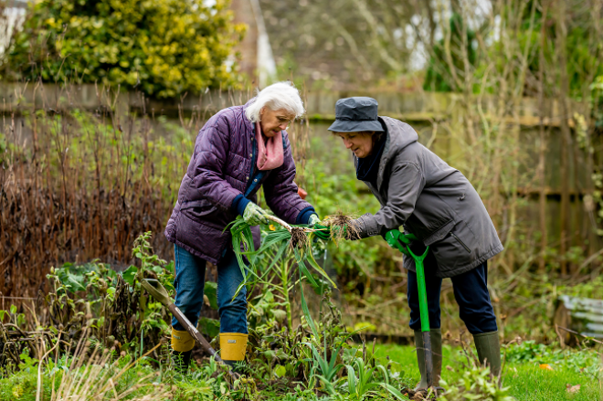 two women gardening