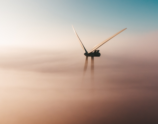 Wind Turbine in low cloud