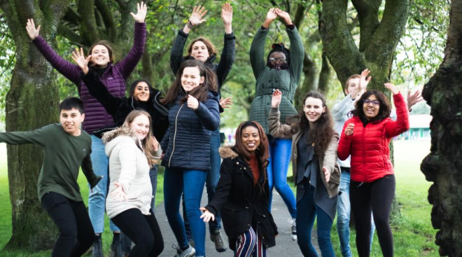 Group of young people celebrating