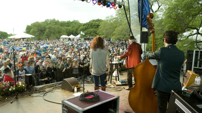 Band on stage at festival