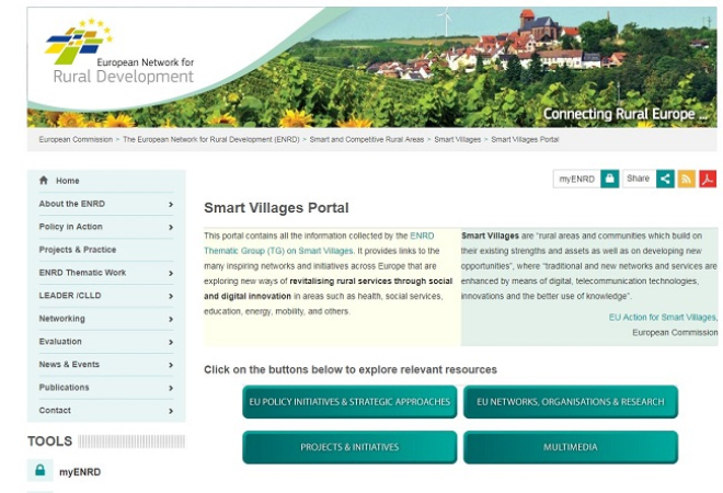 Screenshot from Smart Villages portal