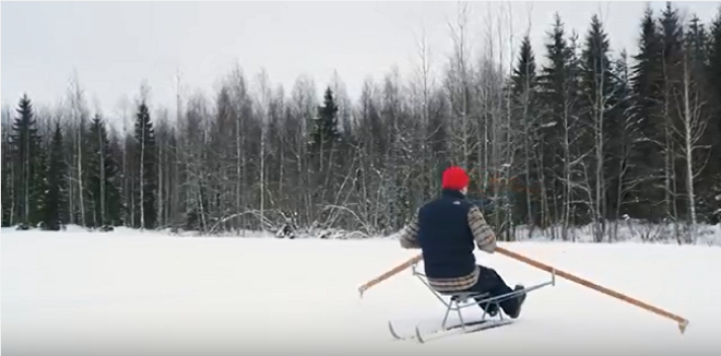 snow rower on snow