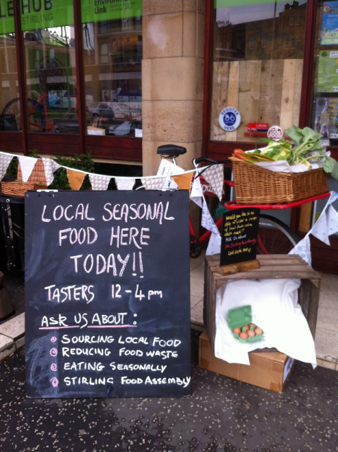 Picture of board advertsing locally produced food