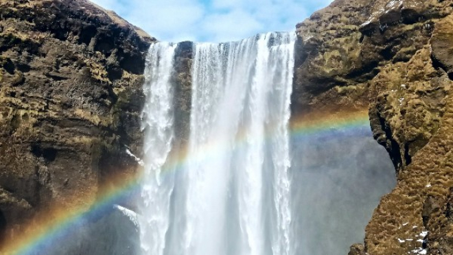 Waterfall with rainbow