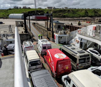 Ferry unloading at Saint Margarets Hope, Orkney